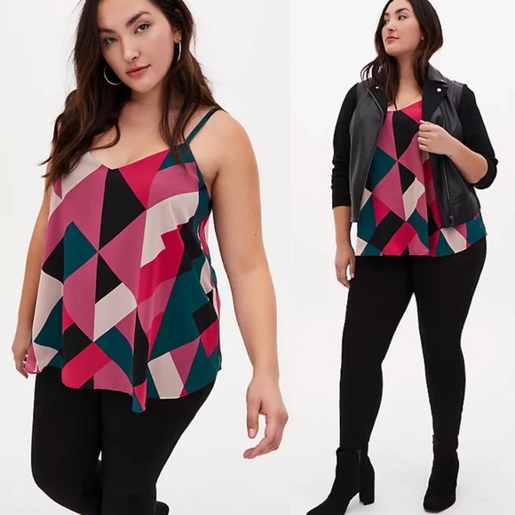 Torrid Black and Pink Graphic Sleeveless Camisole - Picture 1 of 10